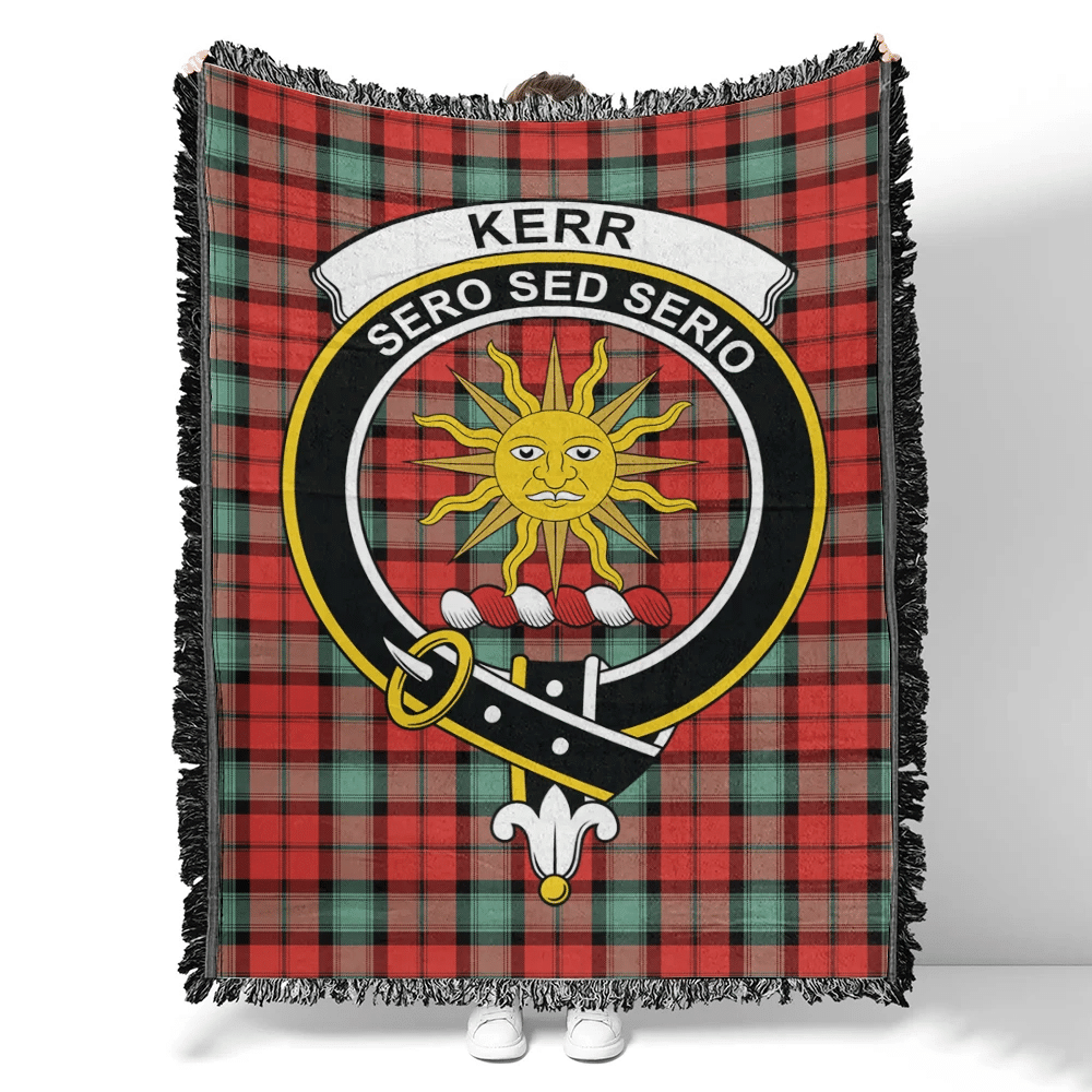 Scottish Tartan Kerr Ancient Clan Woven Blanket Crest Style