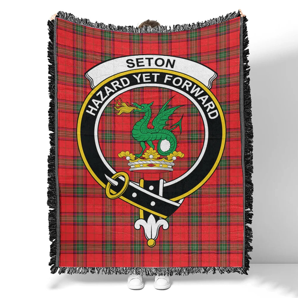 Scottish Tartan Seton Modern Clan Woven Blanket Crest Style