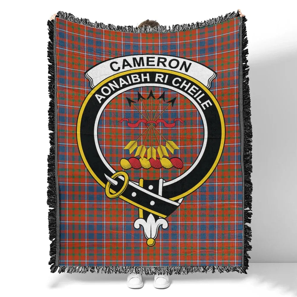 Scottish Tartan Cameron of Lochiel Ancient Clan Woven Blanket Crest Style