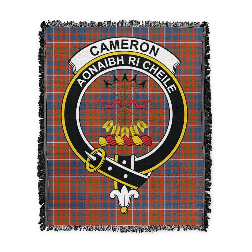 Scottish Tartan Cameron of Lochiel Ancient Clan Woven Blanket Crest Style