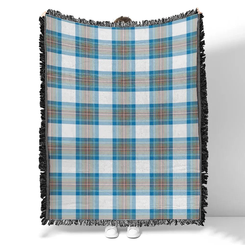 Scottish Tartan Stewart Muted Blue Clan Woven Blanket Plaid Style