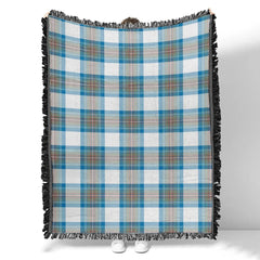 Scottish Tartan Stewart Muted Blue Clan Woven Blanket Plaid Style