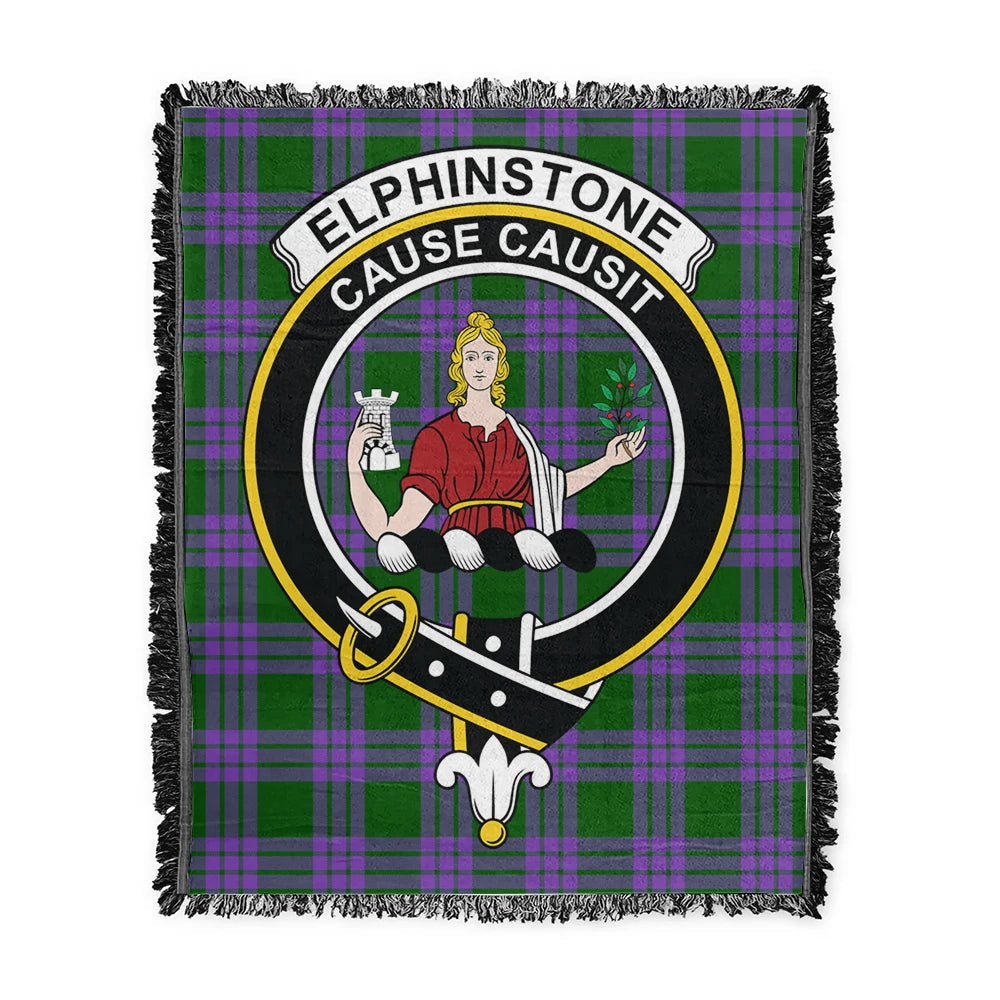 Scottish Tartan Elphinstone Clan Woven Blanket Crest Style