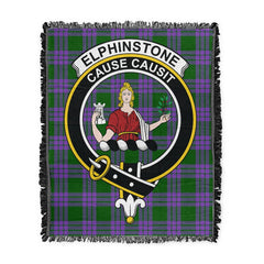 Scottish Tartan Elphinstone Clan Woven Blanket Crest Style