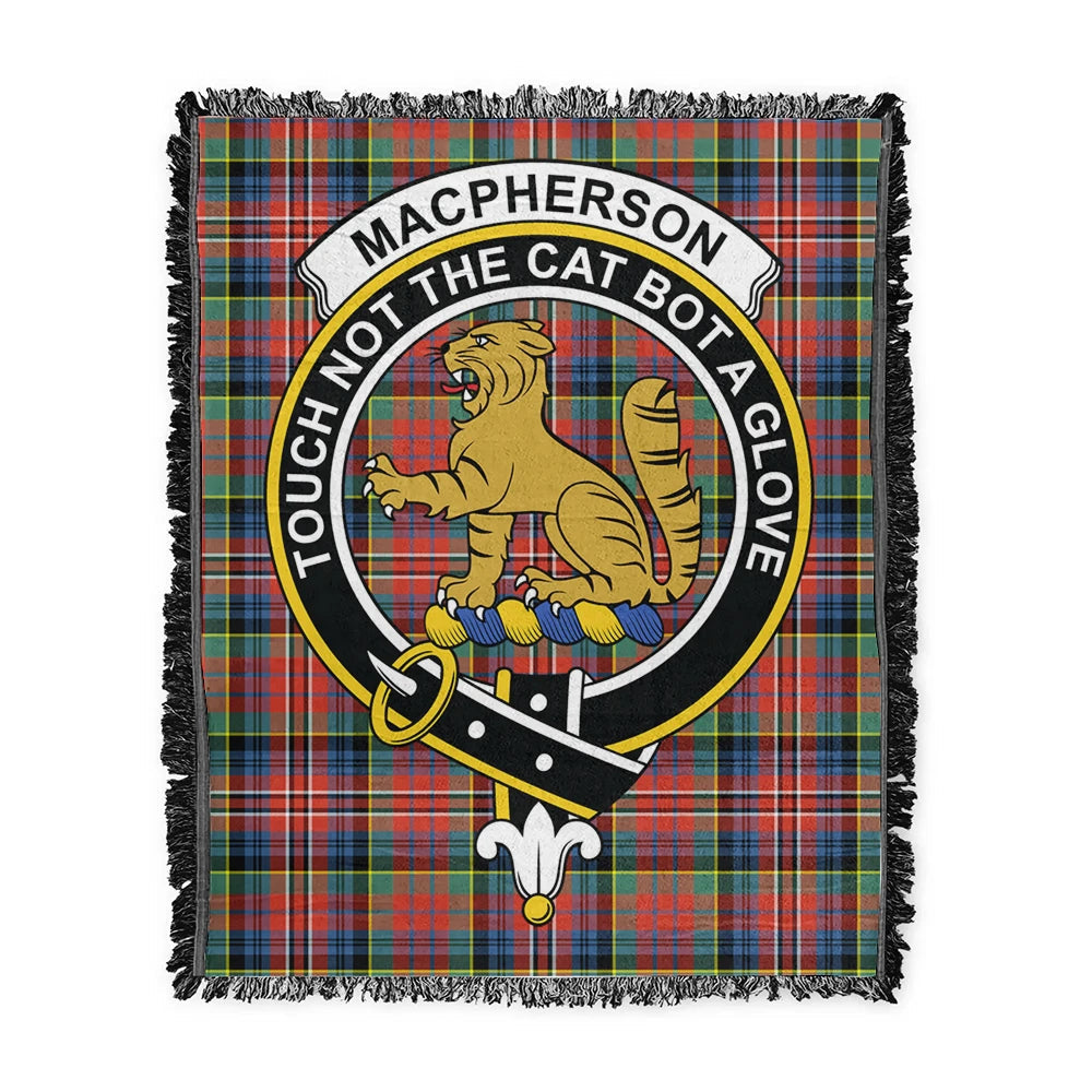Scottish Tartan MacPherson Ancient Clan Woven Blanket Crest Style