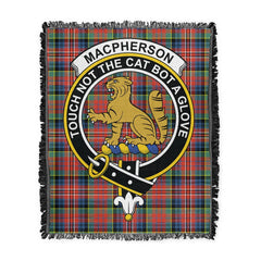 Scottish Tartan MacPherson Ancient Clan Woven Blanket Crest Style