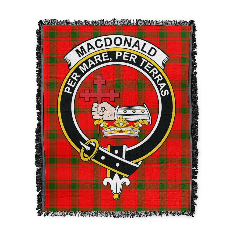 Scottish Tartan MacDonald of Sleat Clan Woven Blanket Crest Style