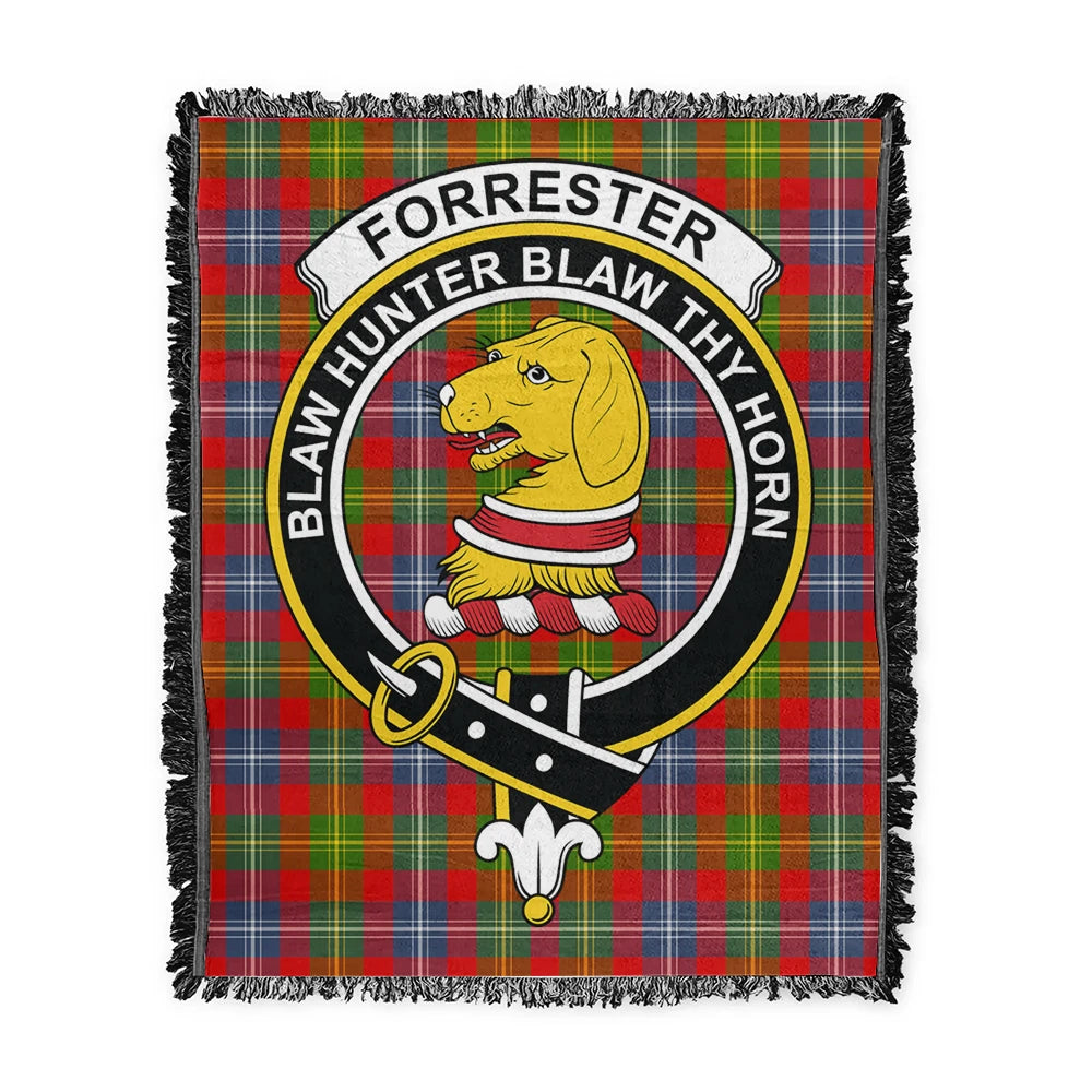 Scottish Tartan Forrester Clan Woven Blanket Crest Style