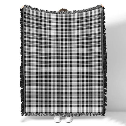 Scottish Tartan Scott Black & White Modern Clan Woven Blanket Plaid Style