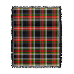 Scottish Tartan Stewart Black Clan Woven Blanket Plaid Style