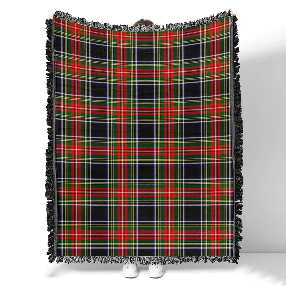 Scottish Tartan Stewart Black Clan Woven Blanket Plaid Style