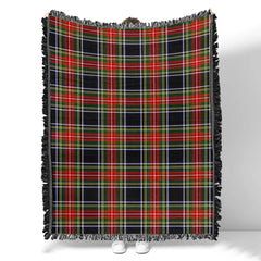 Scottish Tartan Stewart Black Clan Woven Blanket Plaid Style