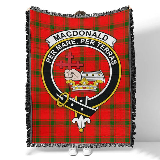 Scottish Tartan MacDonald of Sleat Clan Woven Blanket Crest Style