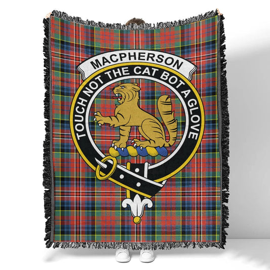 Scottish Tartan MacPherson Ancient Clan Woven Blanket Crest Style