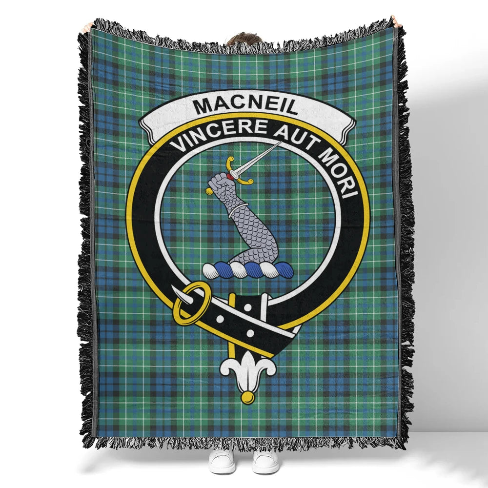 Scottish Tartan MacNeill of Colonsay Ancient Clan Woven Blanket Crest Style