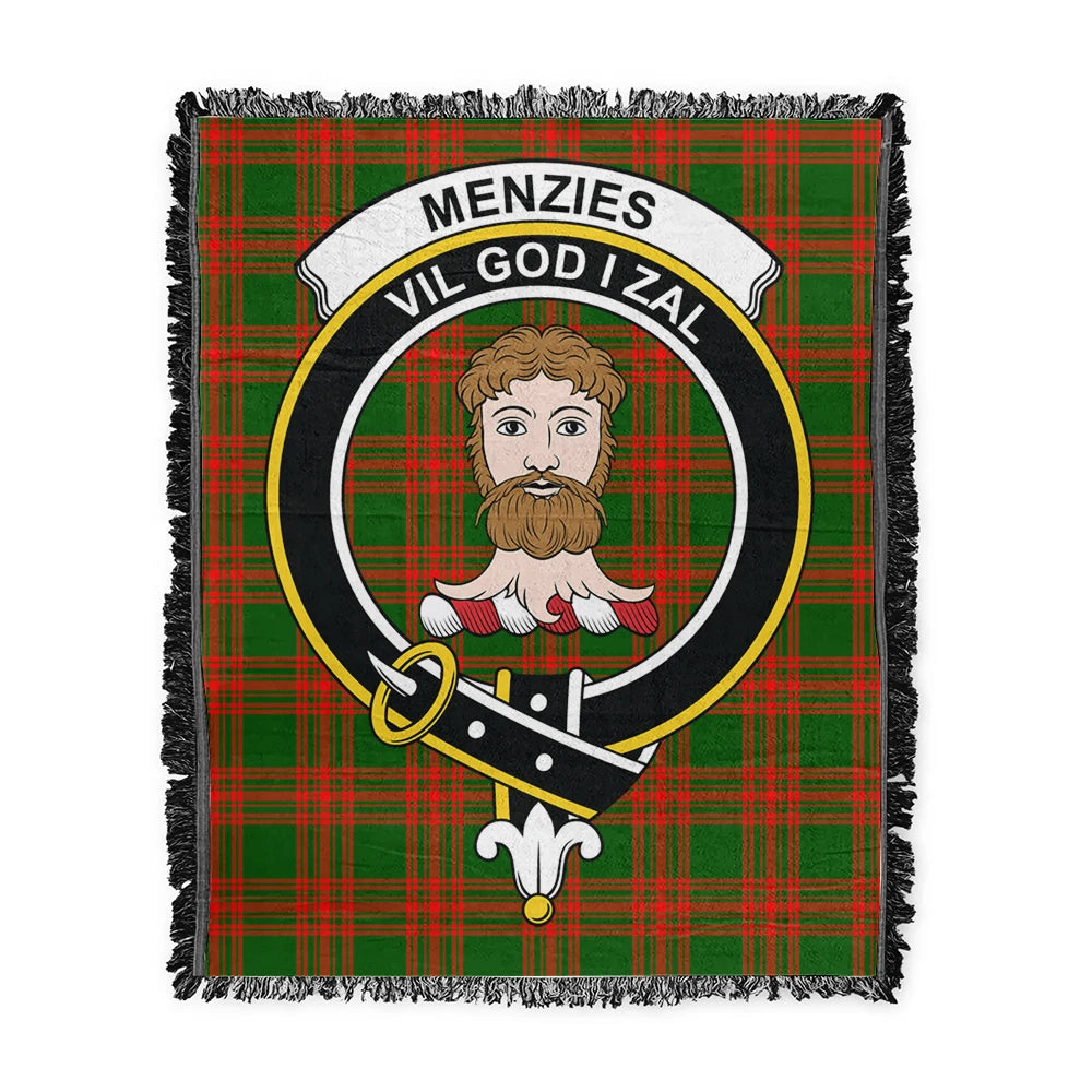 Scottish Tartan Menzies Green Modern Clan Woven Blanket Crest Style
