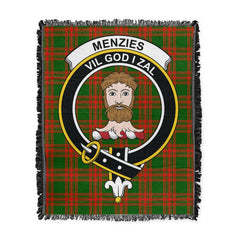 Scottish Tartan Menzies Green Modern Clan Woven Blanket Crest Style