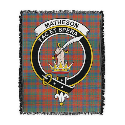 Scottish Tartan Matheson Ancient Clan Woven Blanket Crest Style