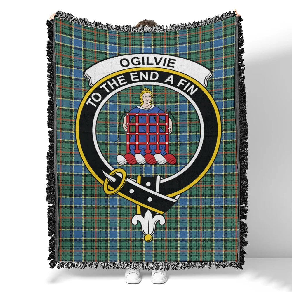 Scottish Tartan Ogilvie Hunting Modern Clan Woven Blanket Crest Style