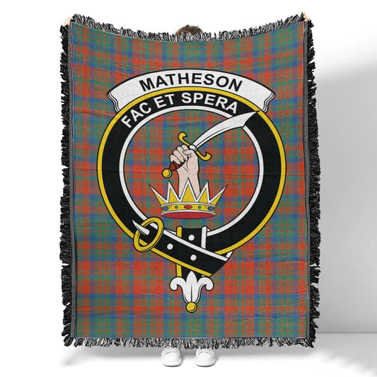 Scottish Tartan Matheson Ancient Clan Woven Blanket Crest Style