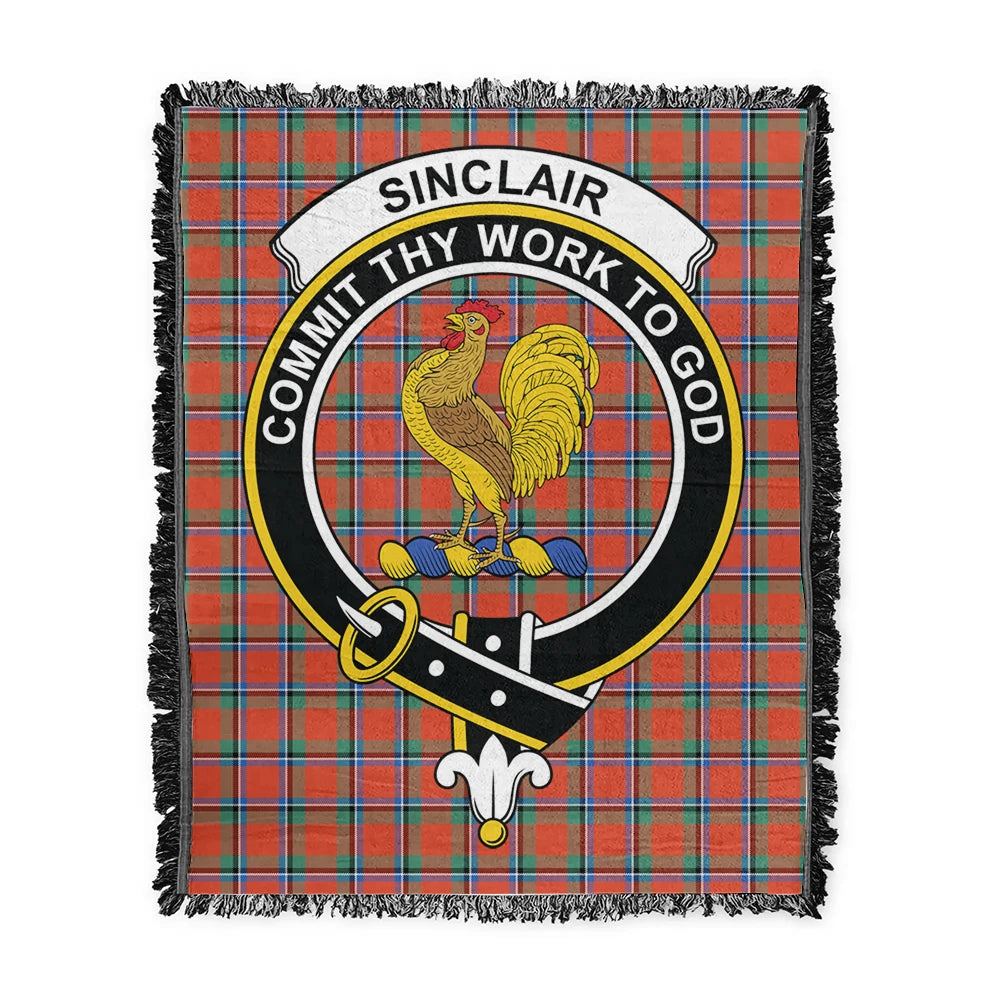 Scottish Tartan Sinclair Ancient Clan Woven Blanket Crest Style