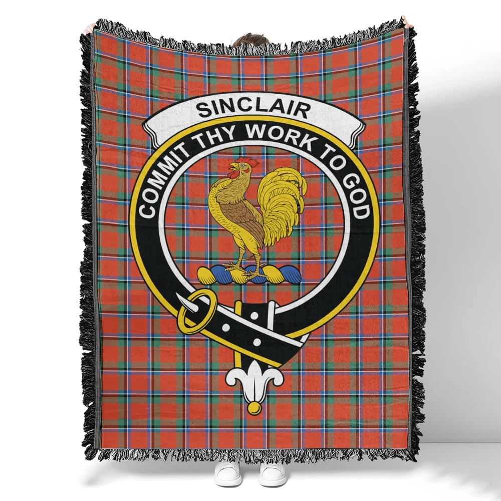 Scottish Tartan Sinclair Ancient Clan Woven Blanket Crest Style