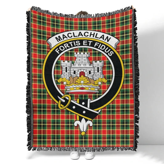 Scottish Tartan MacLachlan Hunting Modern Clan Woven Blanket Crest Style