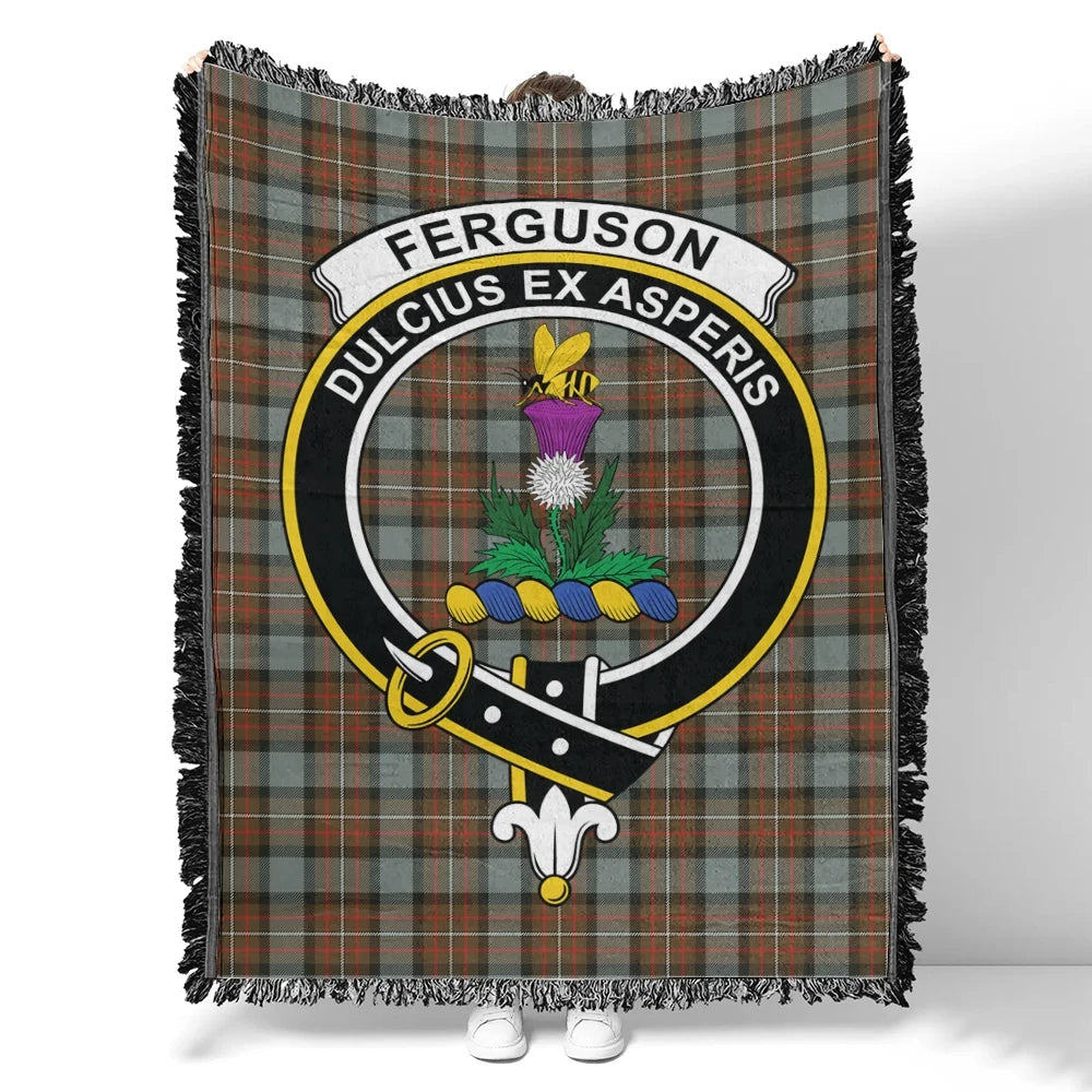 Scottish Tartan Fergusson Weathered Clan Woven Blanket Crest Style