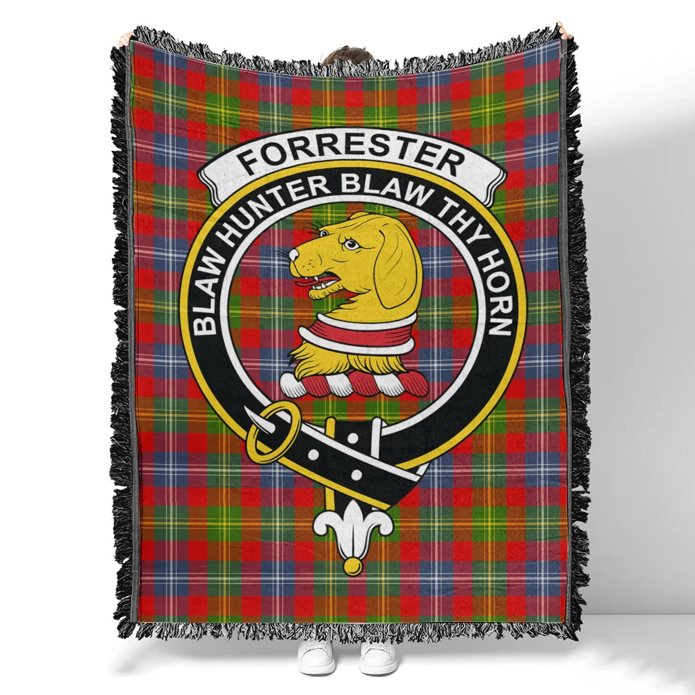 Scottish Tartan Forrester Clan Woven Blanket Crest Style