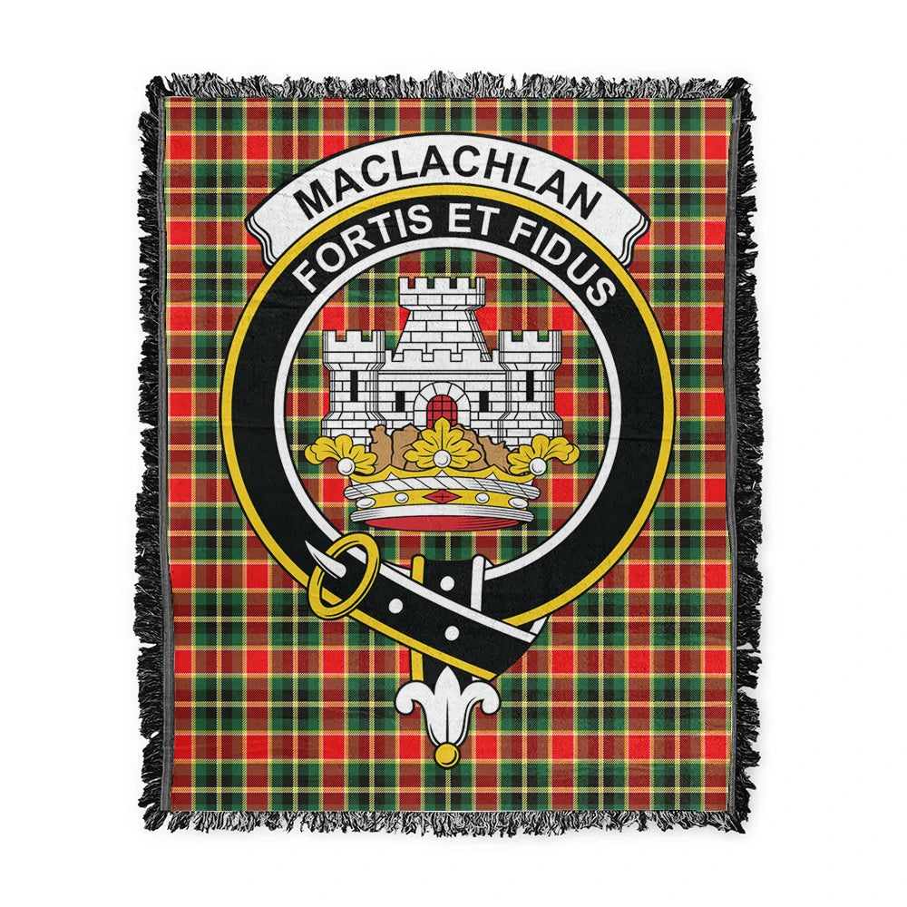 Scottish Tartan MacLachlan Hunting Modern Clan Woven Blanket Crest Style
