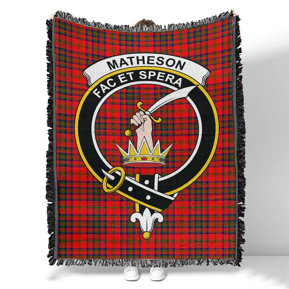 Scottish Tartan Matheson Modern Clan Woven Blanket Crest Style