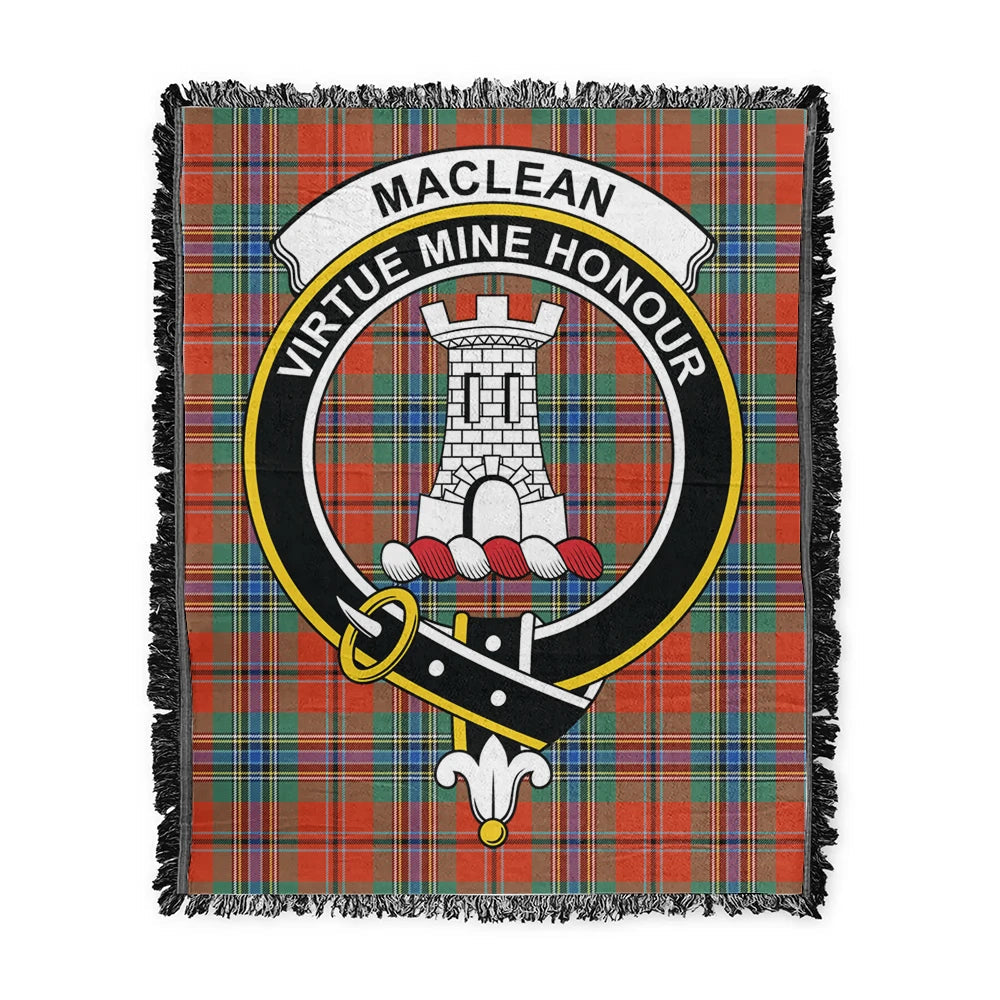 Scottish Tartan MacLean of Duart Ancient Clan Woven Blanket Crest Style