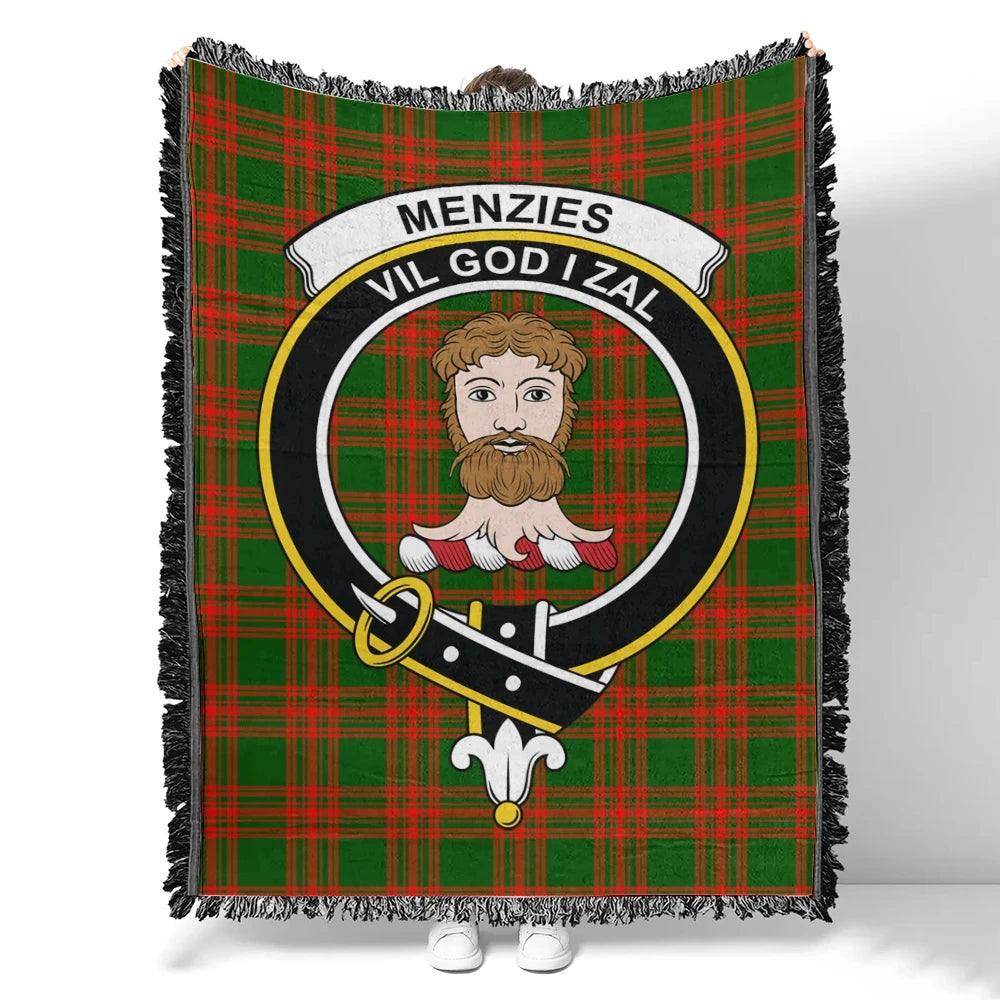 Scottish Tartan Menzies Green Modern Clan Woven Blanket Crest Style