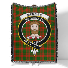 Scottish Tartan Menzies Green Modern Clan Woven Blanket Crest Style