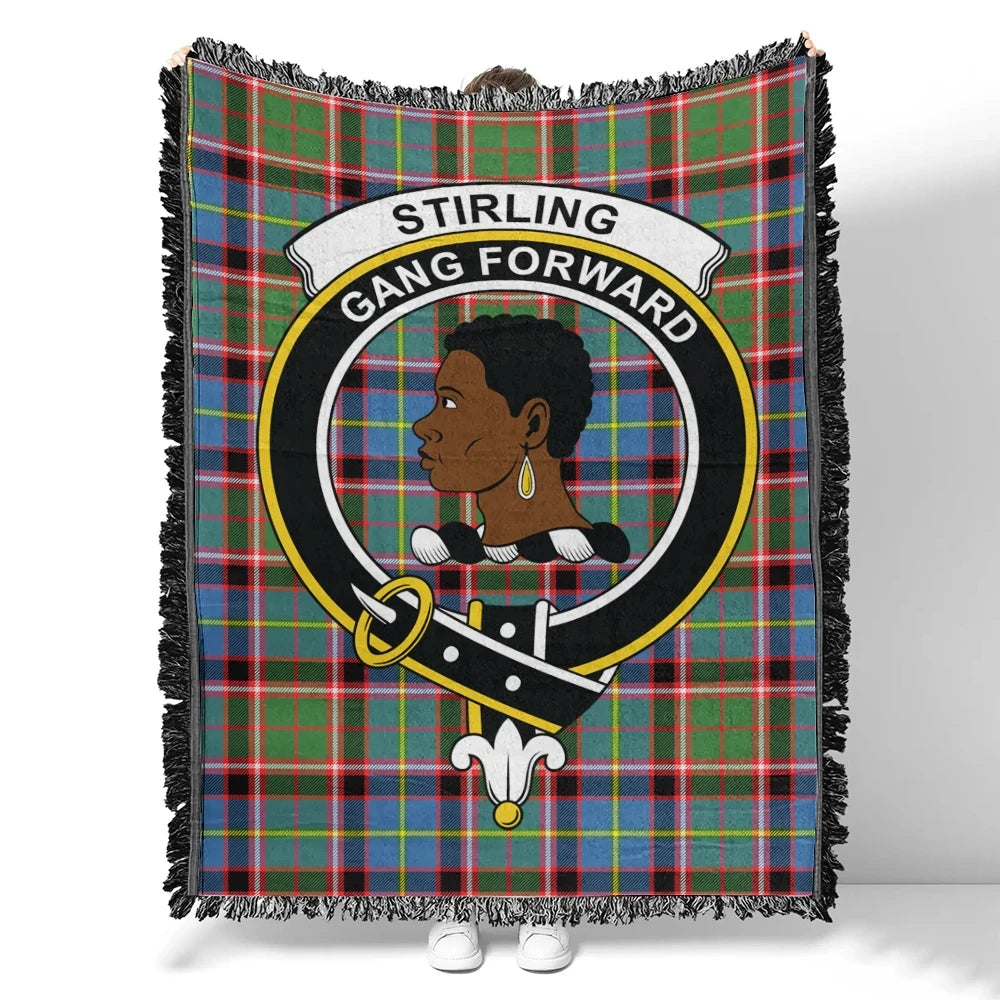 Scottish Tartan Stirling & Bannockburn District Clan Woven Blanket Crest Style