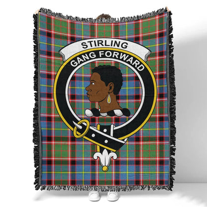 Scottish Tartan Stirling & Bannockburn District Clan Woven Blanket Crest Style