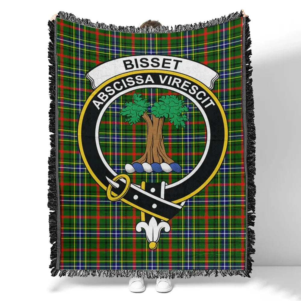 Scottish Tartan Bisset Clan Woven Blanket Crest Style
