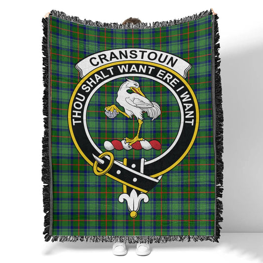 Scottish Tartan Cranstoun Clan Woven Blanket Crest Style