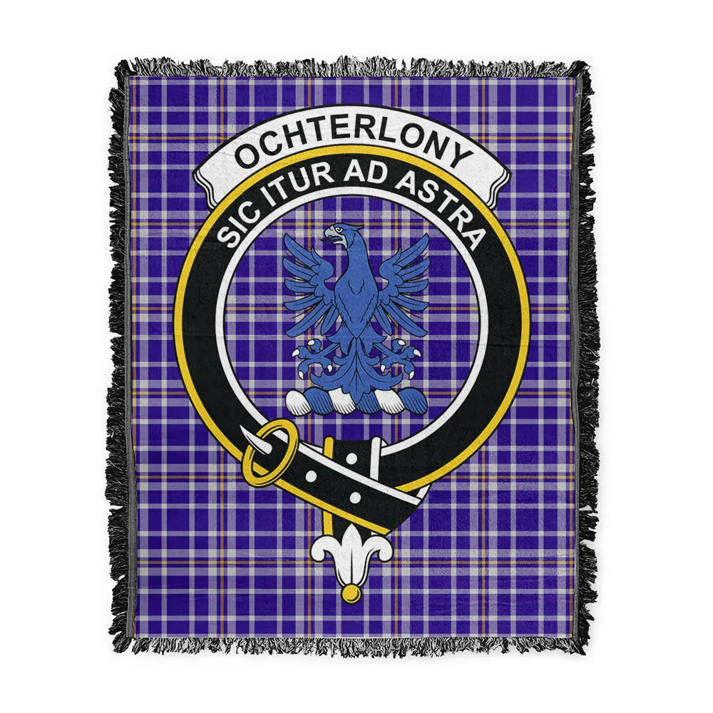 Scottish Tartan Ochterlony Clan Woven Blanket Crest Style