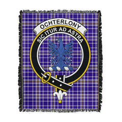 Scottish Tartan Ochterlony Clan Woven Blanket Crest Style