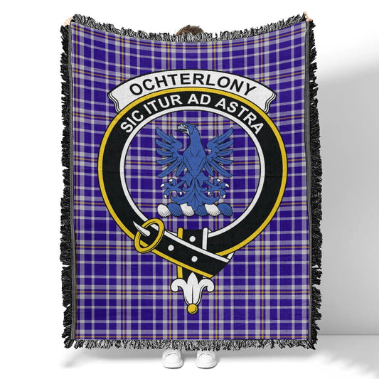 Scottish Tartan Ochterlony Clan Woven Blanket Crest Style