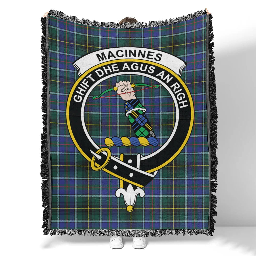 Scottish Tartan MacInnes Modern Clan Woven Blanket Crest Style