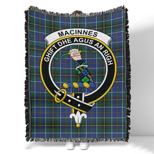 Scottish Tartan MacInnes Modern Clan Woven Blanket Crest Style