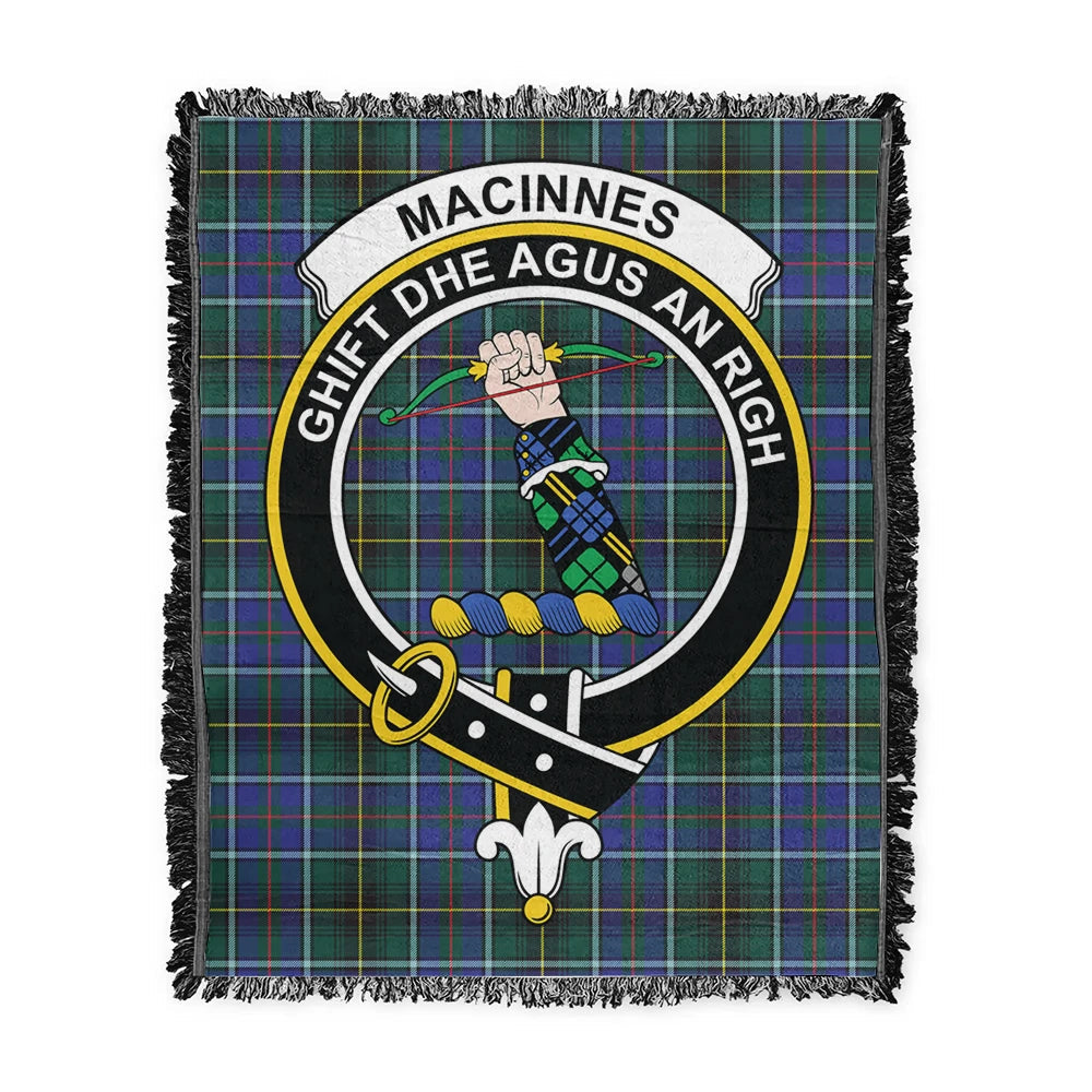 Scottish Tartan MacInnes Modern Clan Woven Blanket Crest Style
