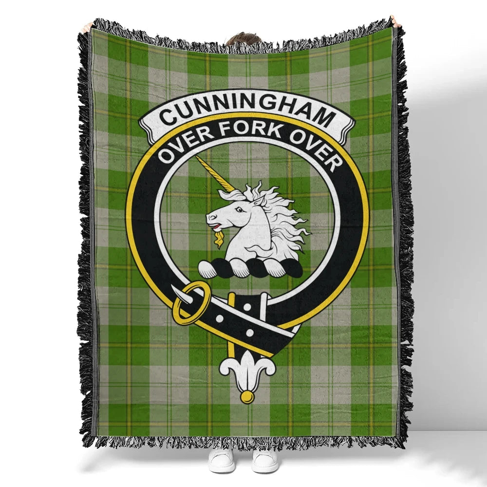 Scottish Tartan Cunningham Dress Green Dancers Clan Woven Blanket Crest Style