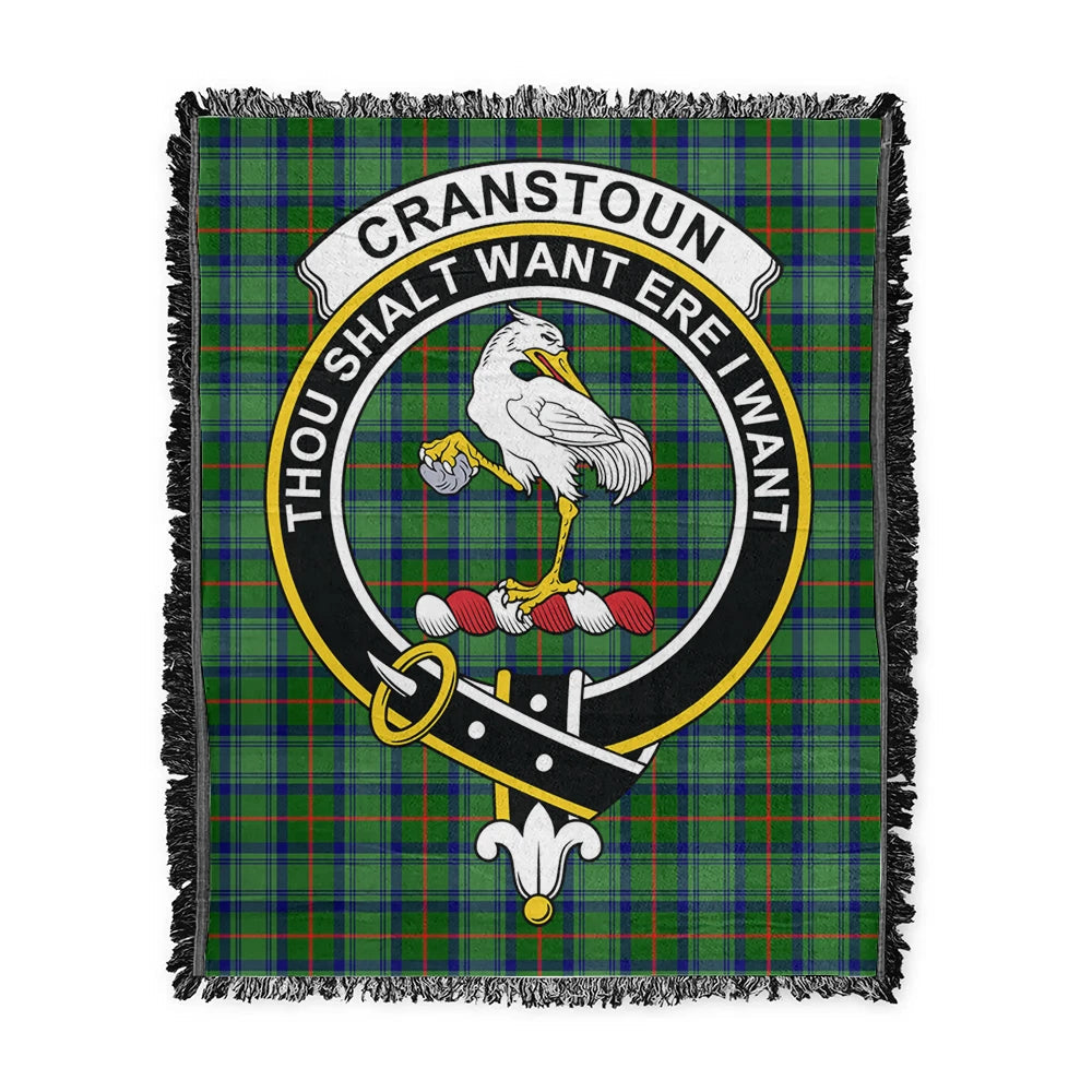Scottish Tartan Cranstoun Clan Woven Blanket Crest Style