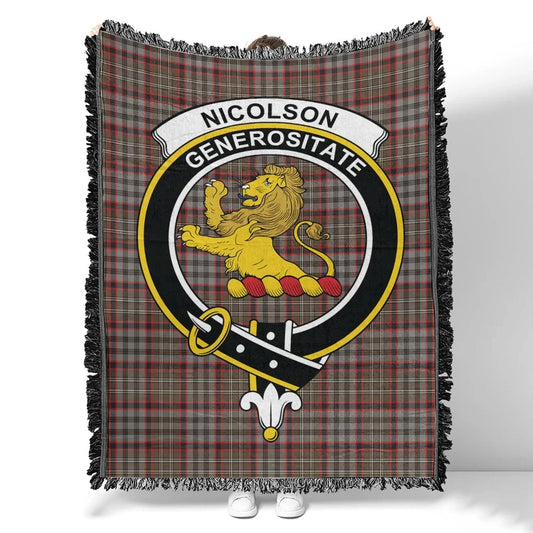 Scottish Tartan Nicolson Hunting Weathered Clan Woven Blanket Crest Style