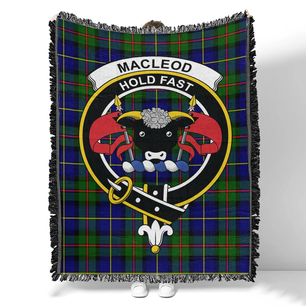 Scottish Tartan MacLeod of Harris Modern Clan Woven Blanket Crest Style