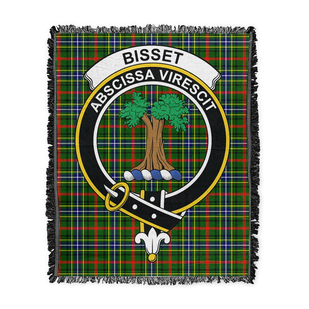Scottish Tartan Bisset Clan Woven Blanket Crest Style
