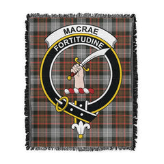 Scottish Tartan MacRae Hunting Weathered Clan Woven Blanket Crest Style